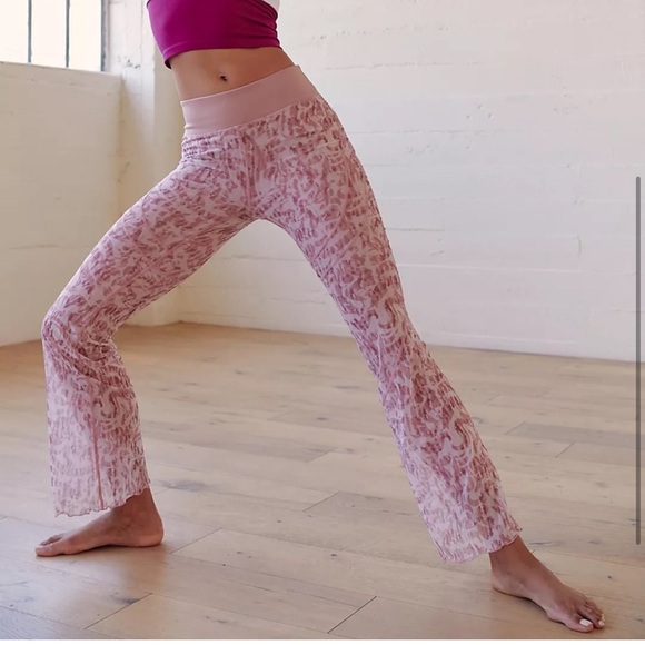 Free People Pink Patterned High-Waist Flare Pants - Picture 2 of 10